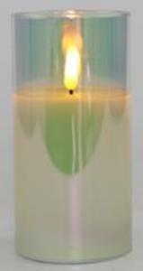 Светодиодная свеча в стакане с мерцающим светом,7,5х7,5смх15см, 1шт.,перламутровый