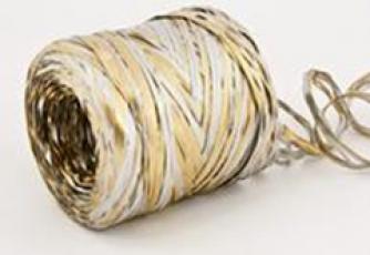 Рафия искусственная, серебристый-золото 1,6 мм х 200 м