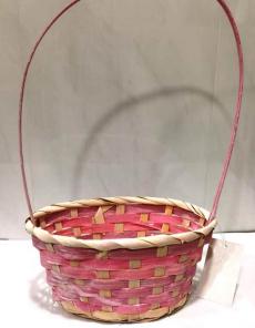 Корзина плетеная (бамбук),D20 Н9 НН34 см,цвет розовый